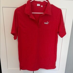 Puma Red Short-Sleeve Polo with Logo
